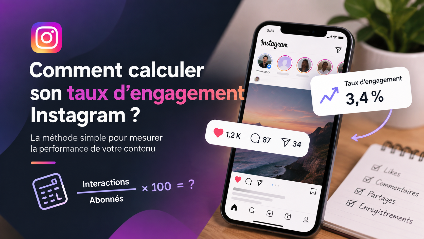 Comment calculer son taux d'engagement Instagram (formules + moyennes par secteur)