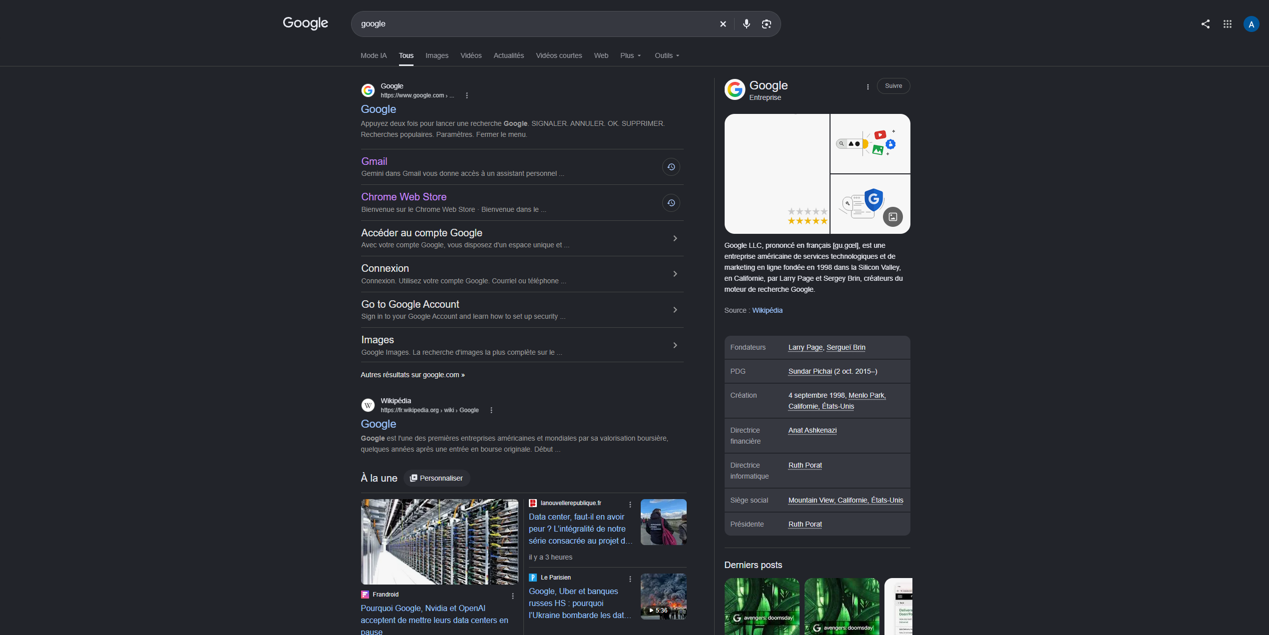 Recherche google centré, comment fix ça, c'est horrible sur le forum ...